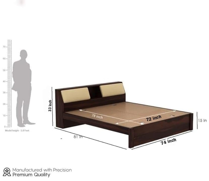 Solid Sheesham king Size Bed without storage