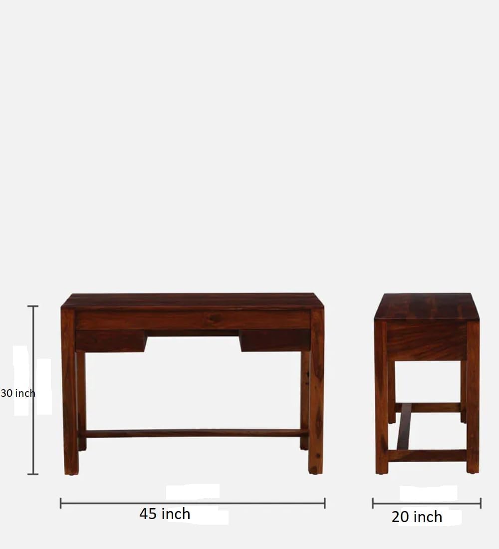 Solid Sheesham Wood Study Table with 2 Drawer Storage