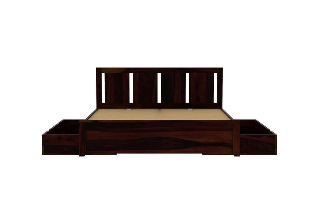Solid Sheesham Wood King Size Bed |2 Box Drawers Storage