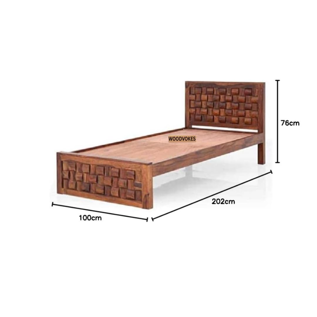 Solid Sheeham Wooden Single Bed for Bedroom