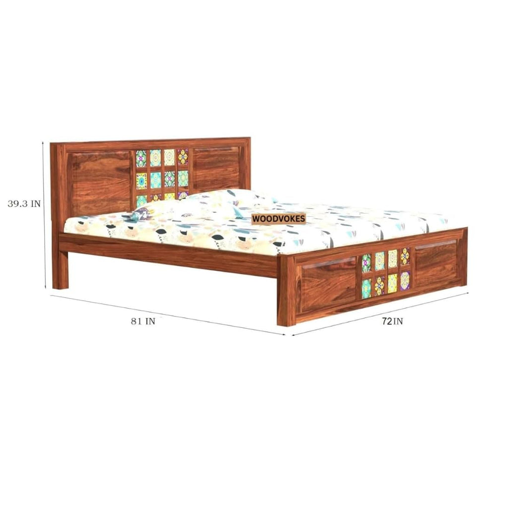 Solid Sheesham Wood Bed king size Without Storage