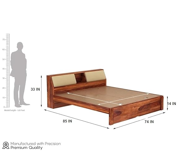 Solid Sheesham Wood king Size Bed Without Storage