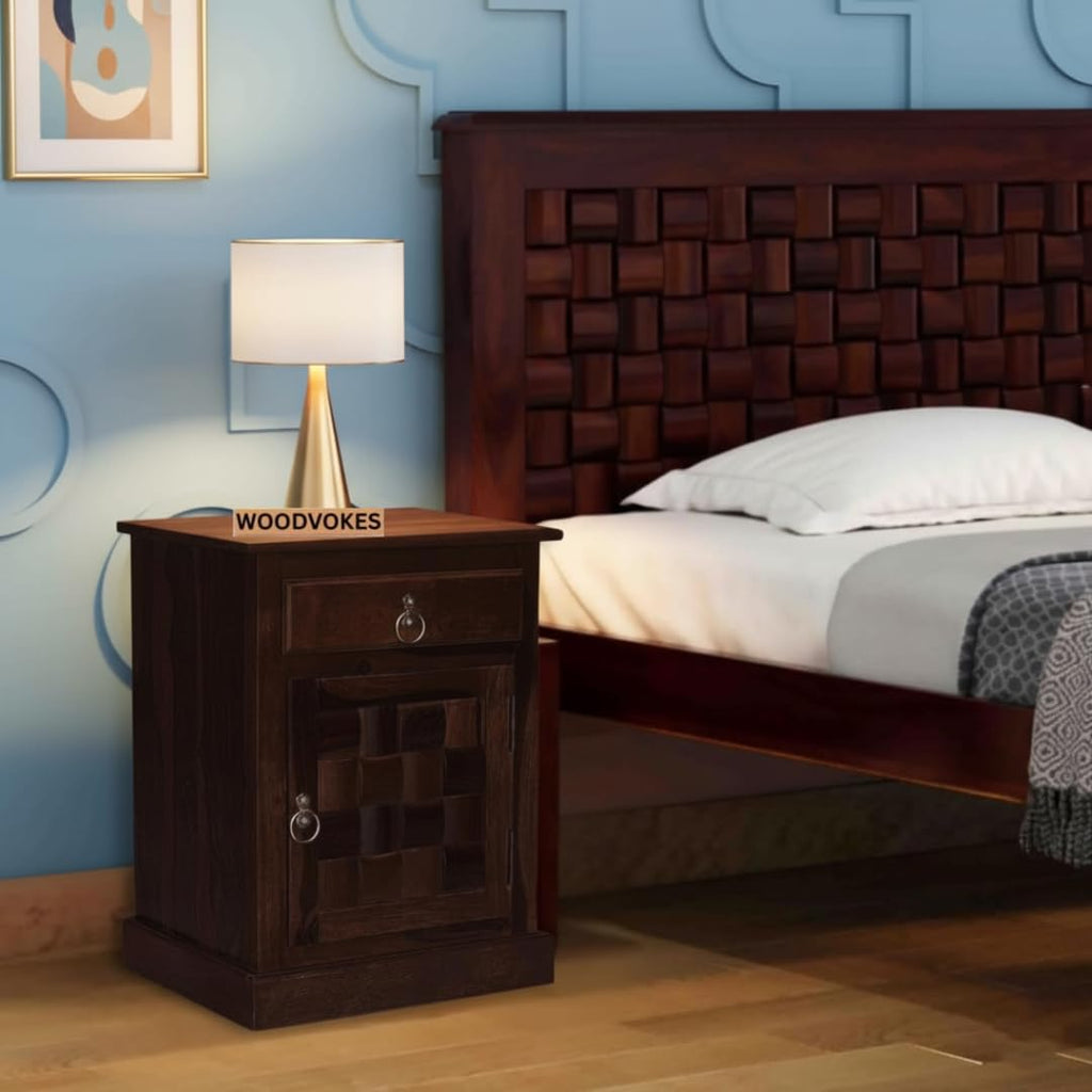 Solid Sheesham Wood Bedside Table for bedroom