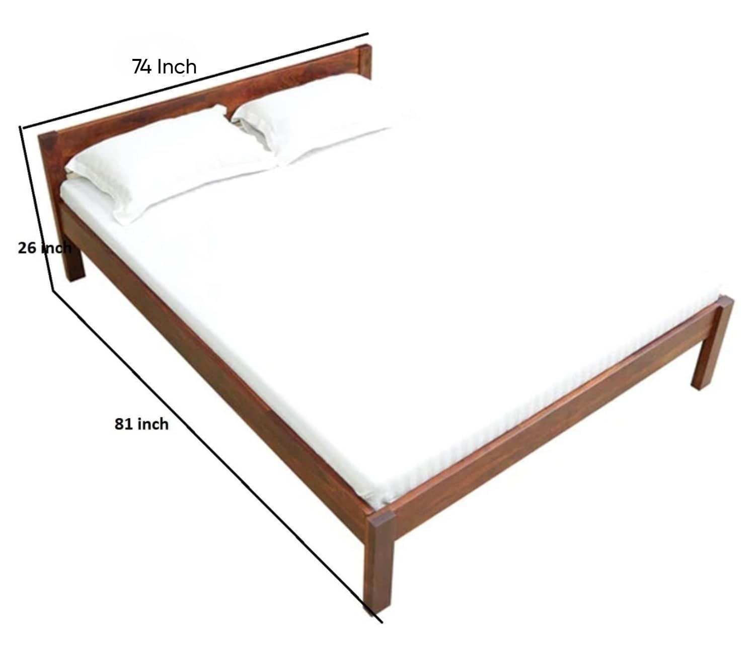 Solid Sheesham Wood king size Bed Without Storage