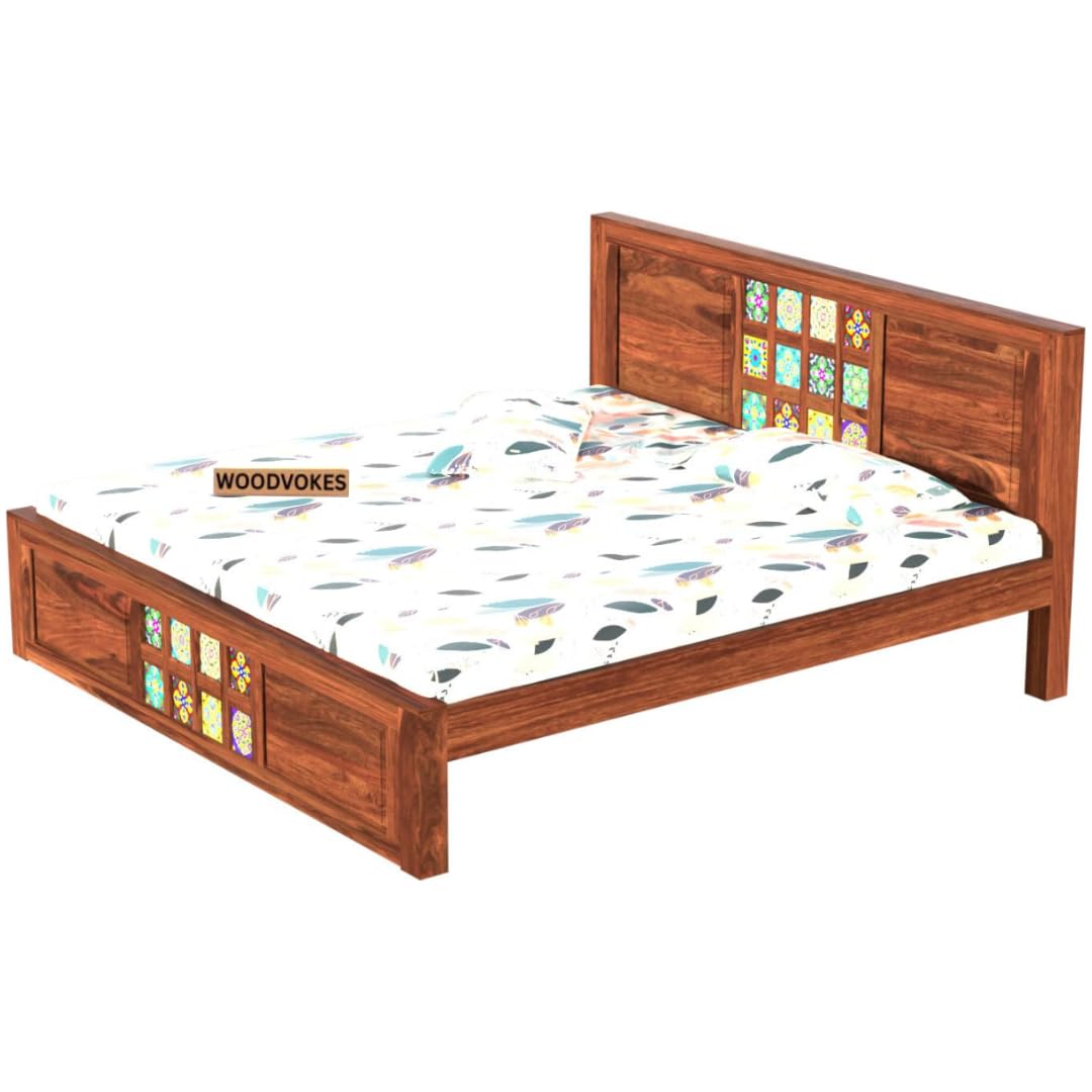 Solid Sheesham Wood Bed king size Without Storage