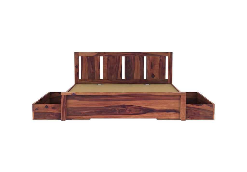 Solid Sheesham Wood King Size Bed |2 Box Drawers Storage