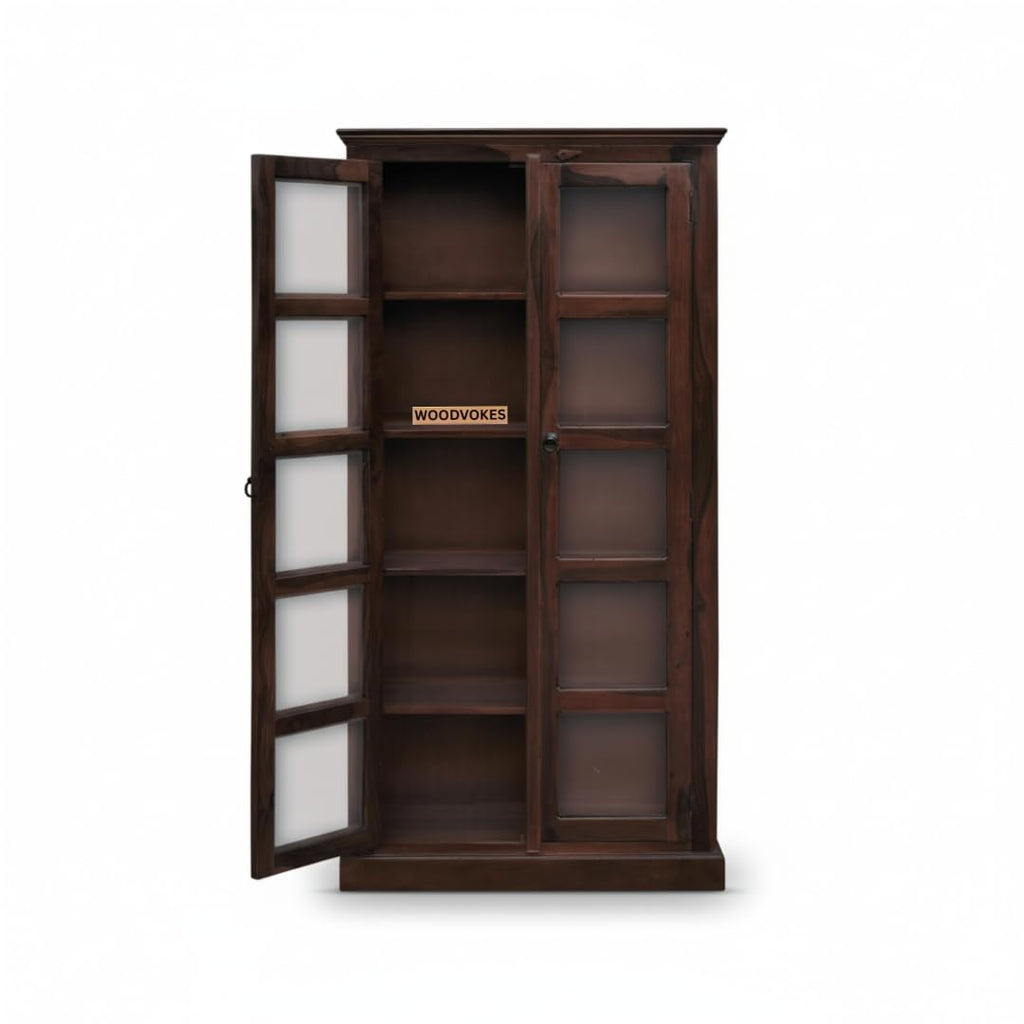 Solid Wooden Book Shelf with Glass Door for Home,Library
