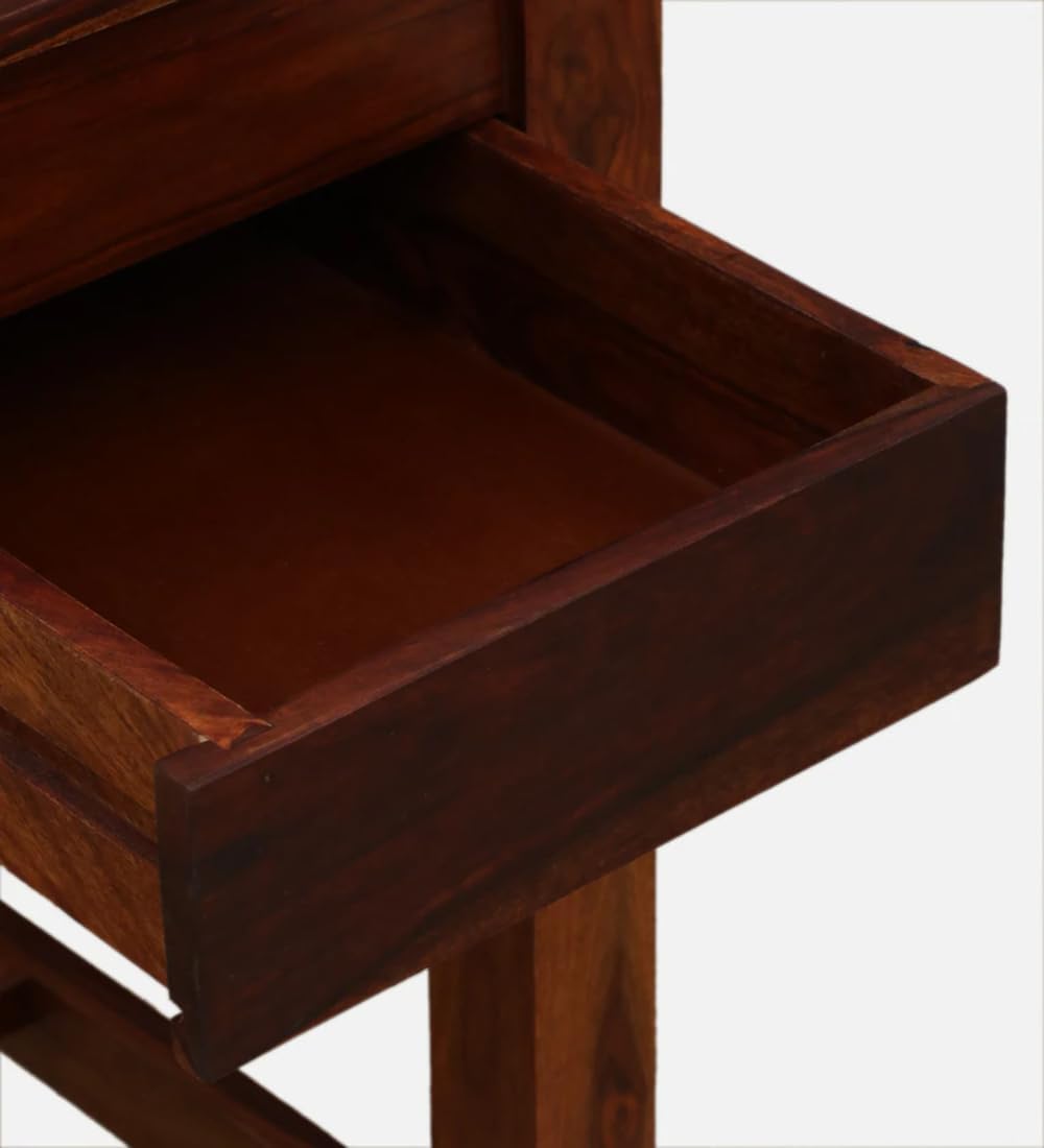 Solid Sheesham Wood Study Table with 2 Drawer Storage