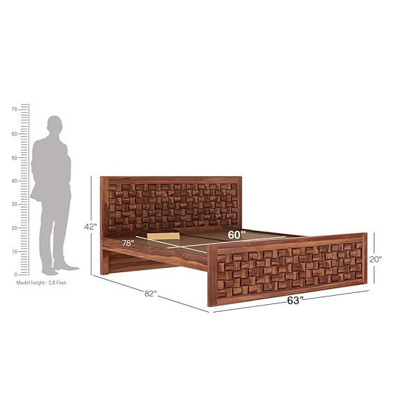 Solid Sheesham Wood queen size Bed Without Storage