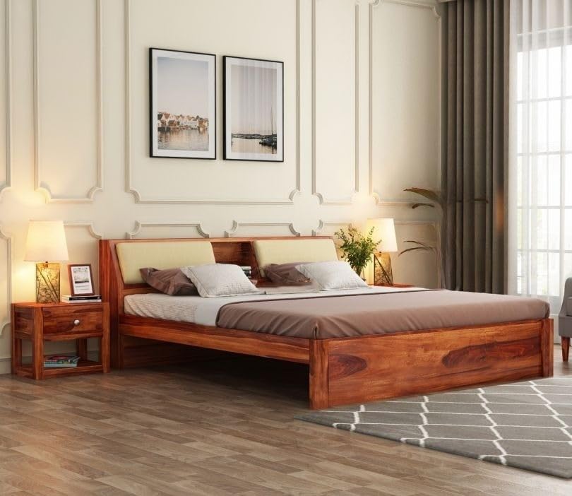 Sheesham Wood Queen Size Bed Without Storage