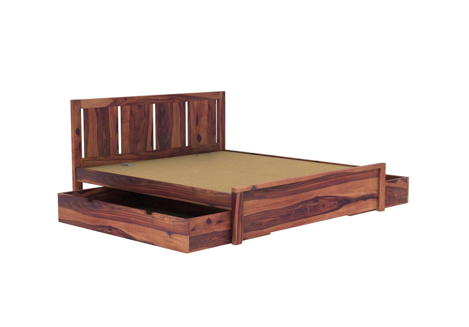 Solid Sheesham Wood King Size Bed |2 Box Drawers Storage