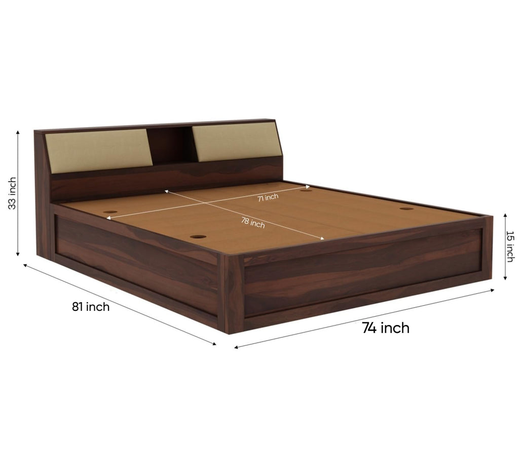 Solid Sheesham Wood king size Bed with Storage
