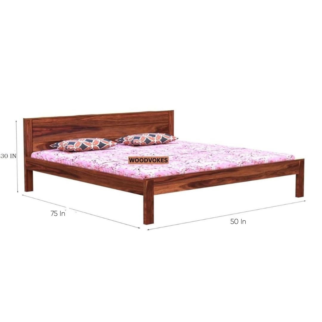 Solid Sheesham Wood Single Bed with Headboard & Footboard
