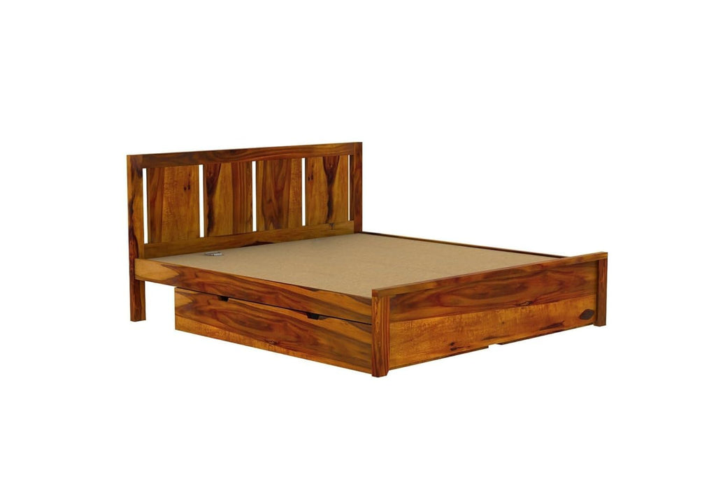 Solid Sheesham Wood King Size Bed |2 Box Drawers Storage