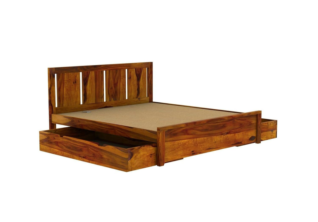 Solid Sheesham Wood King Size Bed |2 Box Drawers Storage