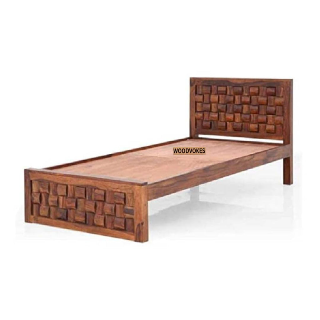 Solid Sheeham Wooden Single Bed for Bedroom