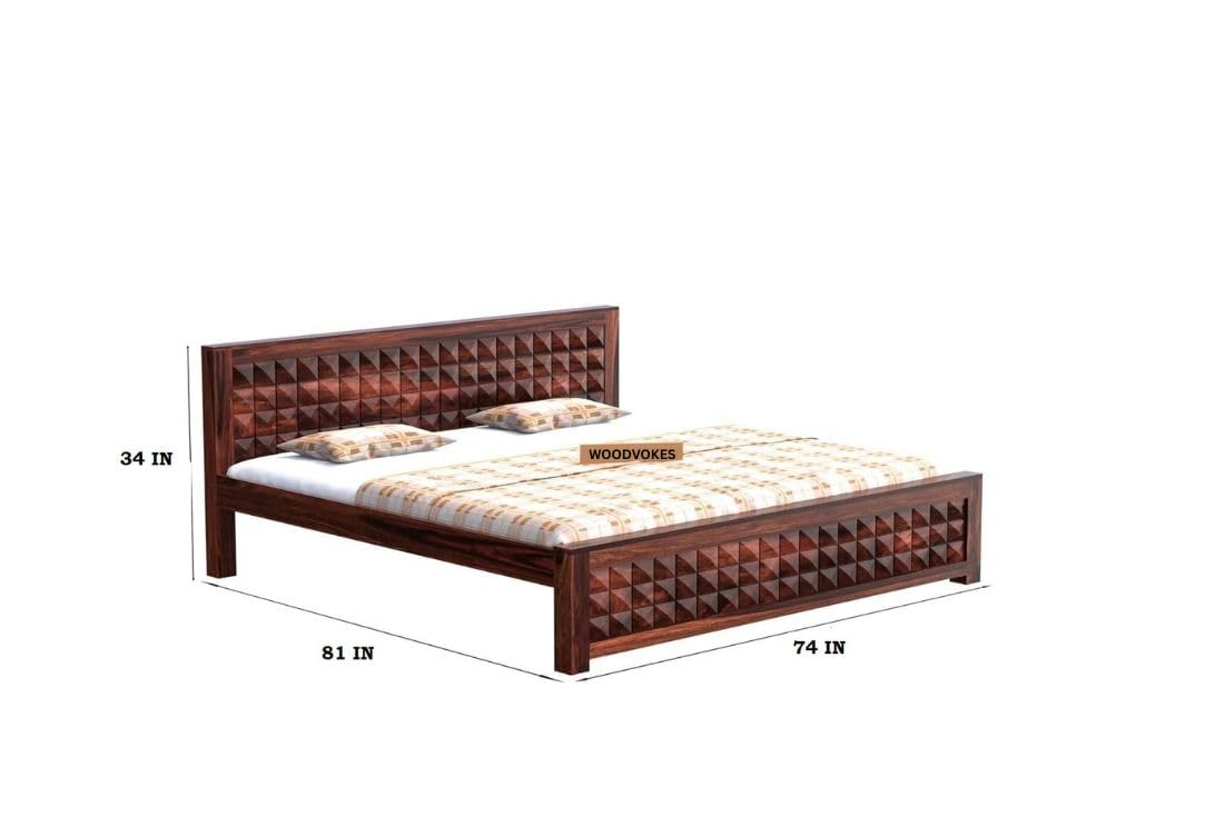 Solid Sheesham King Size Bed Without Storage