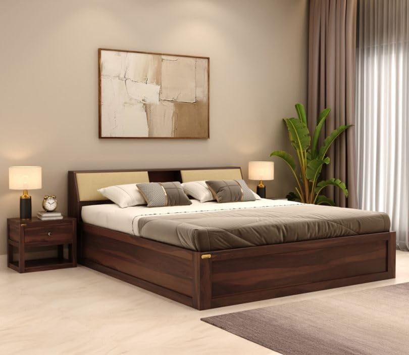 Solid Sheesham Wood queen size Bed with  Storage