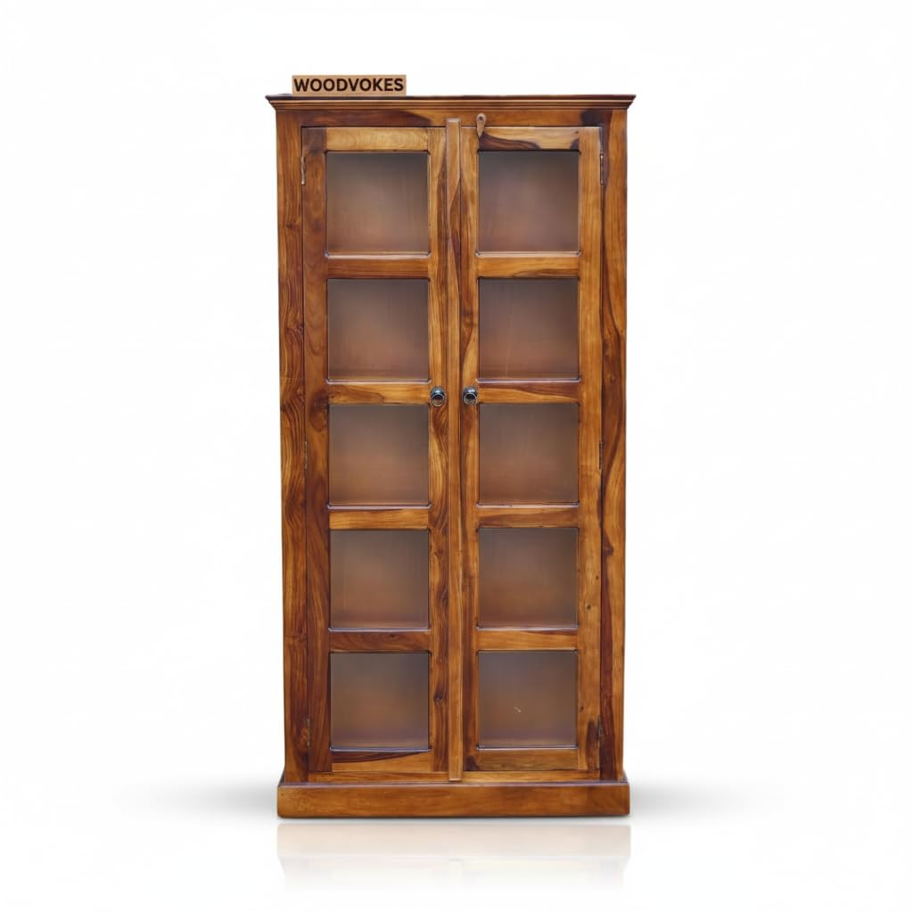 Solid Wooden Book Shelf with Glass Door for Home,Library