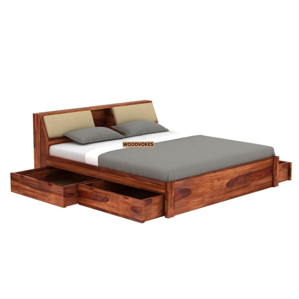 Solid Sheesham Wood King Size Bed |4 Drawer Storage