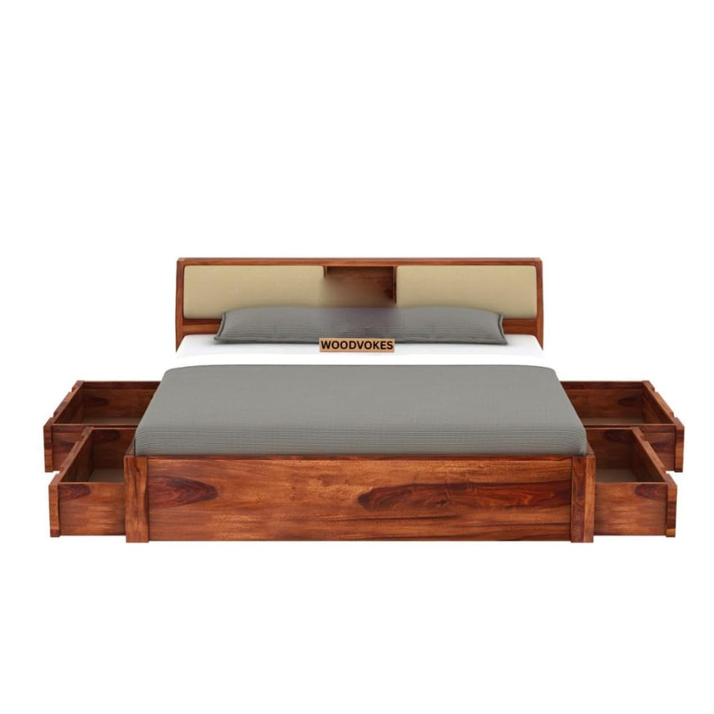 Solid Sheesham Wood King Size Bed |4 Drawer Storage