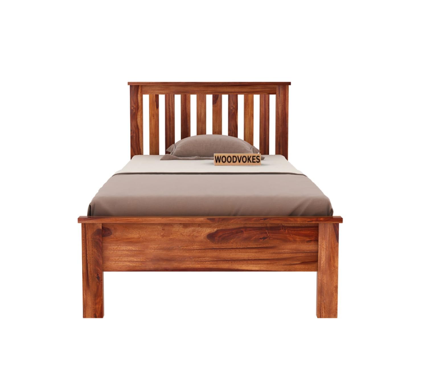 Solid Sheesham Wood Single Bed Without Storage
