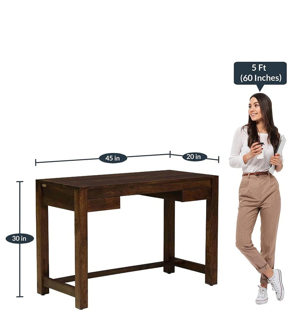 Solid Sheesham Study Table with 2 Drawer Storage