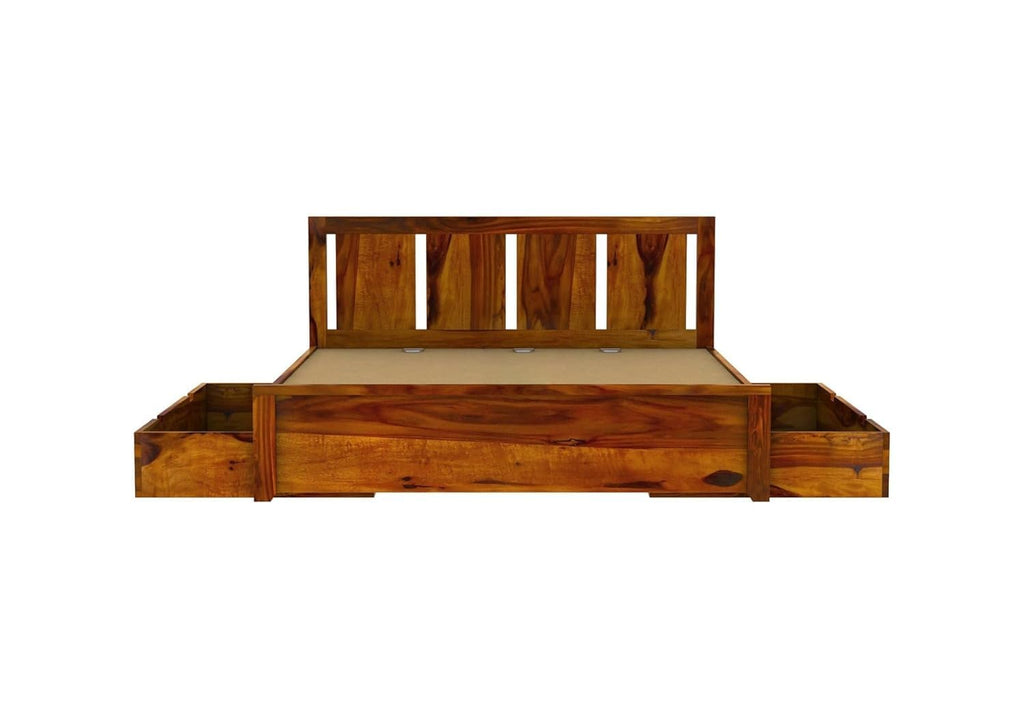 Solid Sheesham Wood King Size Bed |2 Box Drawers Storage
