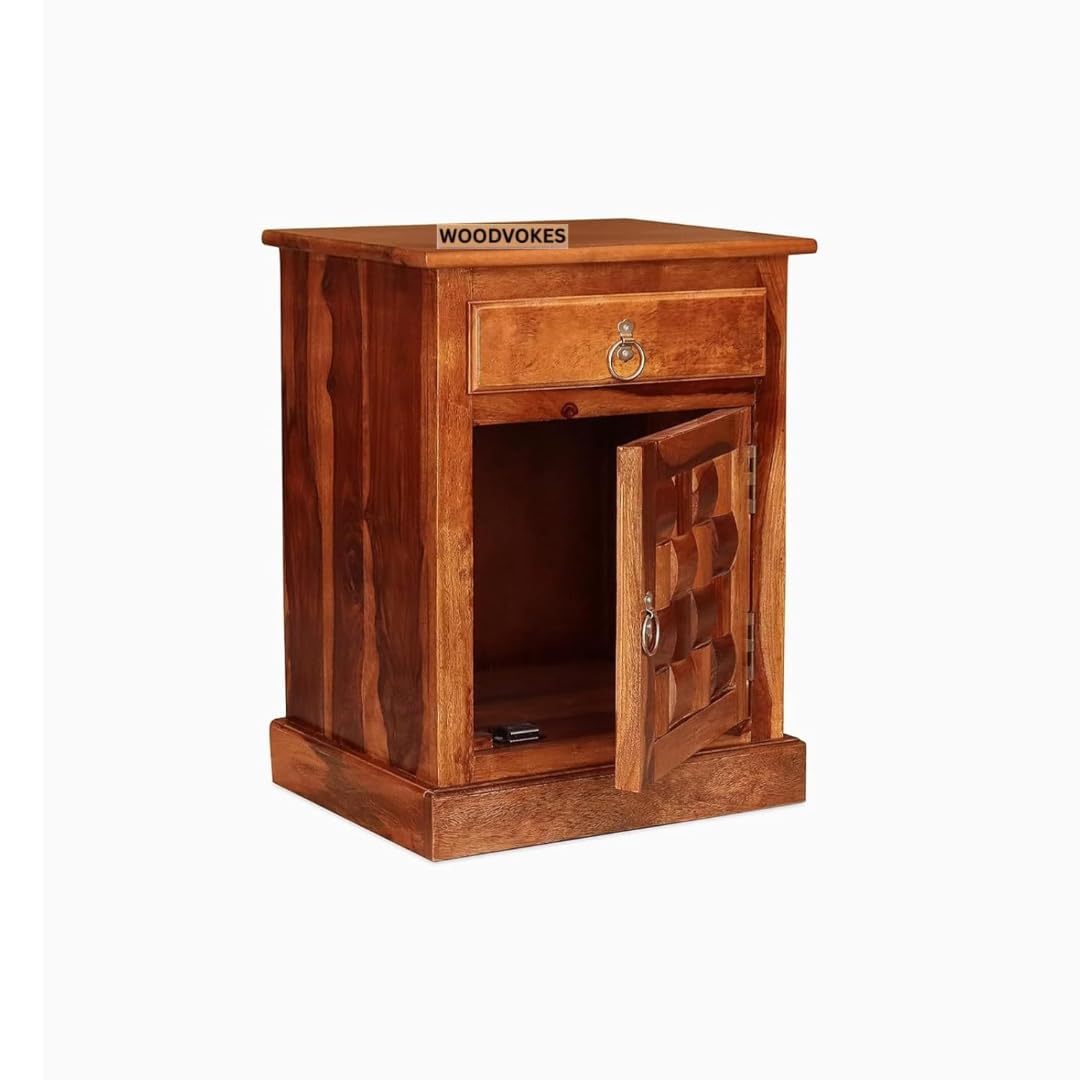 Solid Sheesham Wood Bedside Table for bedroom