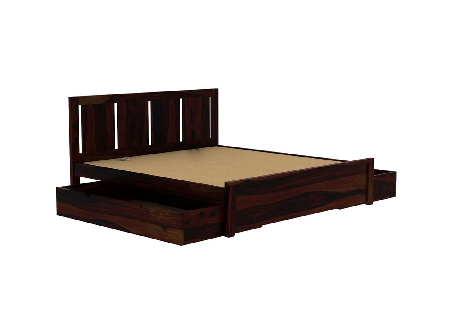 Solid Sheesham Wood King Size Bed |2 Box Drawers Storage