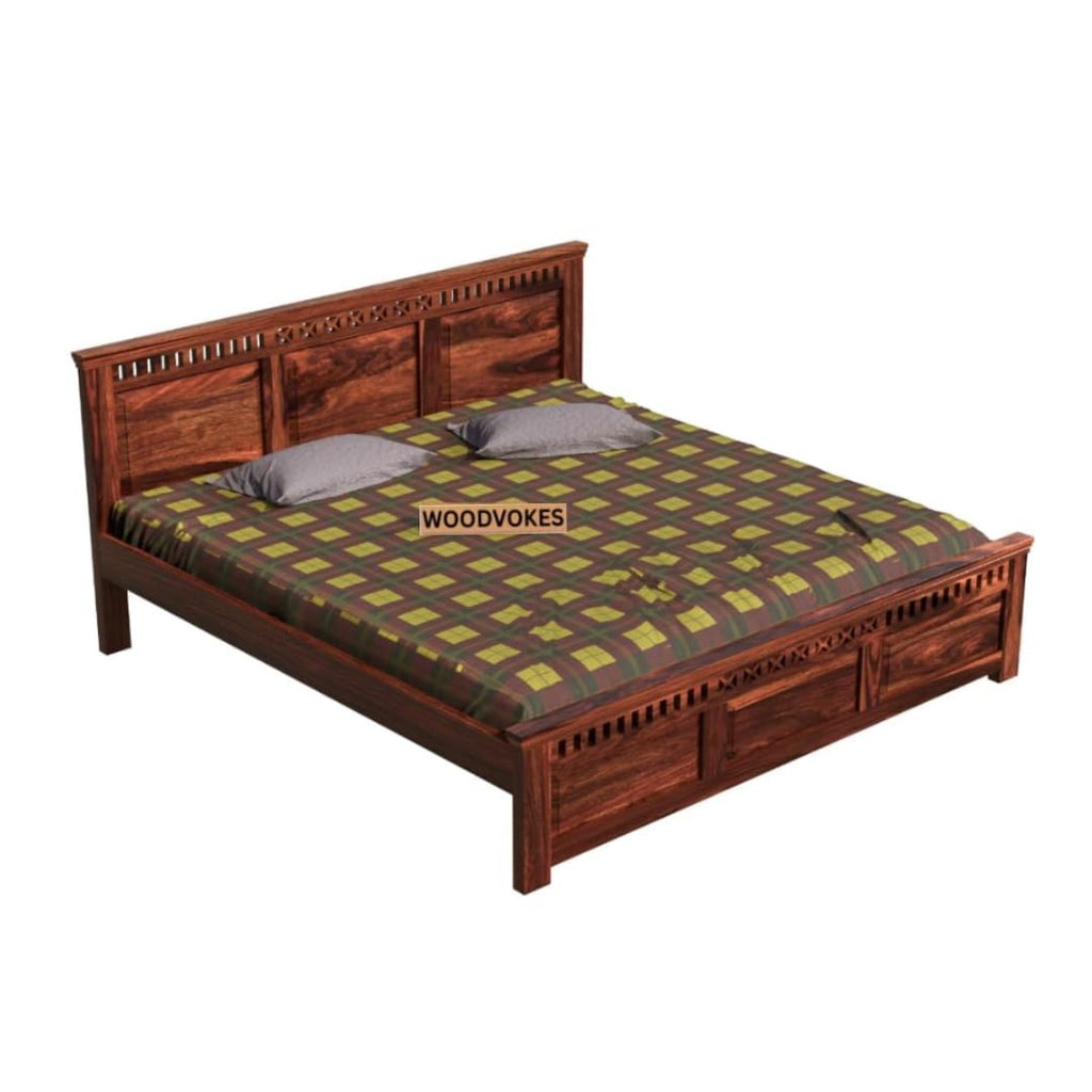 Solid Sheesham Wood King Size Bed Without Storage