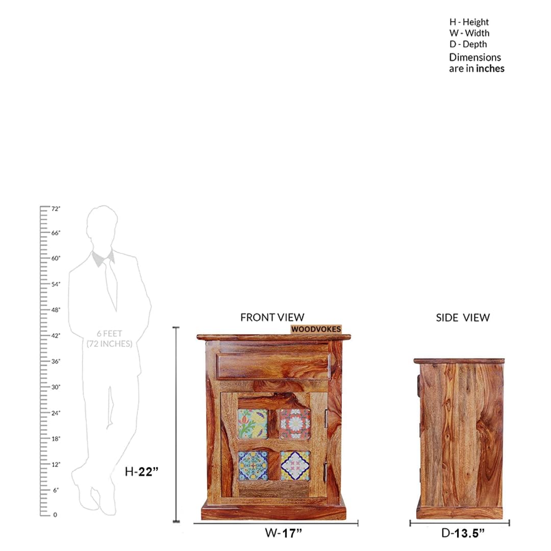 Solid Sheesham Wood Bedside Table