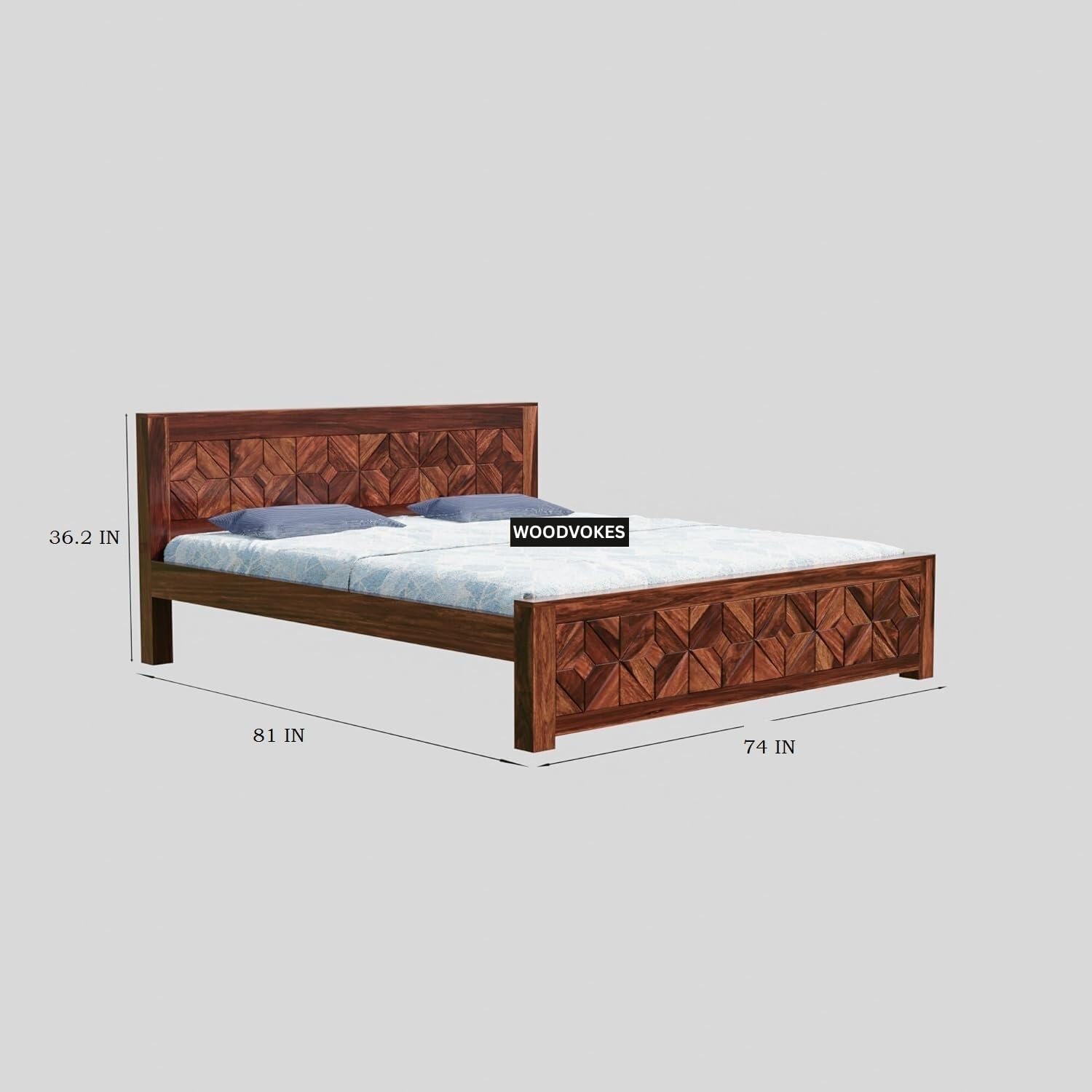 Sheesham Wood King Size Bed Without Storage