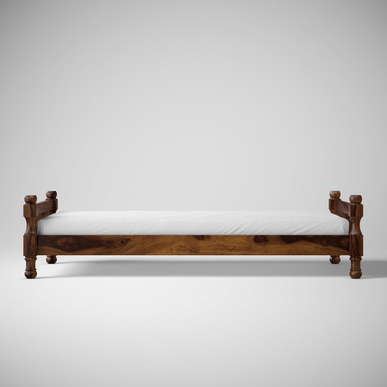 Solid Sheesham Wood Single Bed Without Storage, Diwan for Bedroom