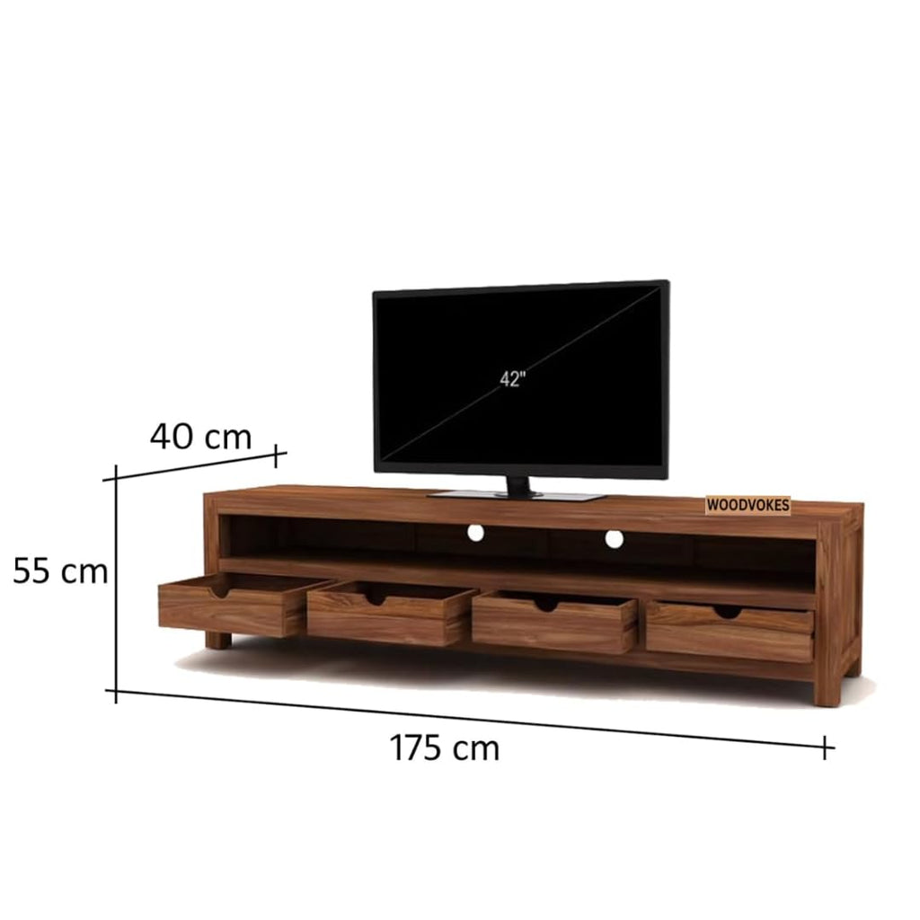 Sheesham Wood TV unit with 4 Storage Drawer