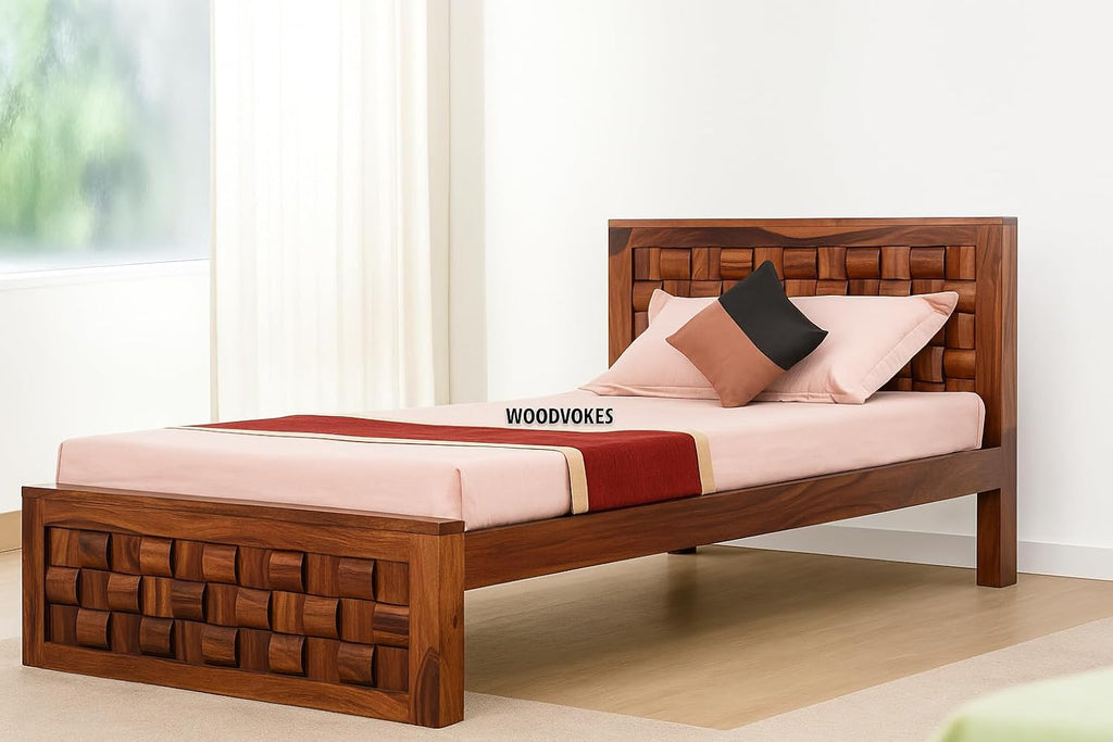 Solid Sheeham Wooden Single Bed for Bedroom