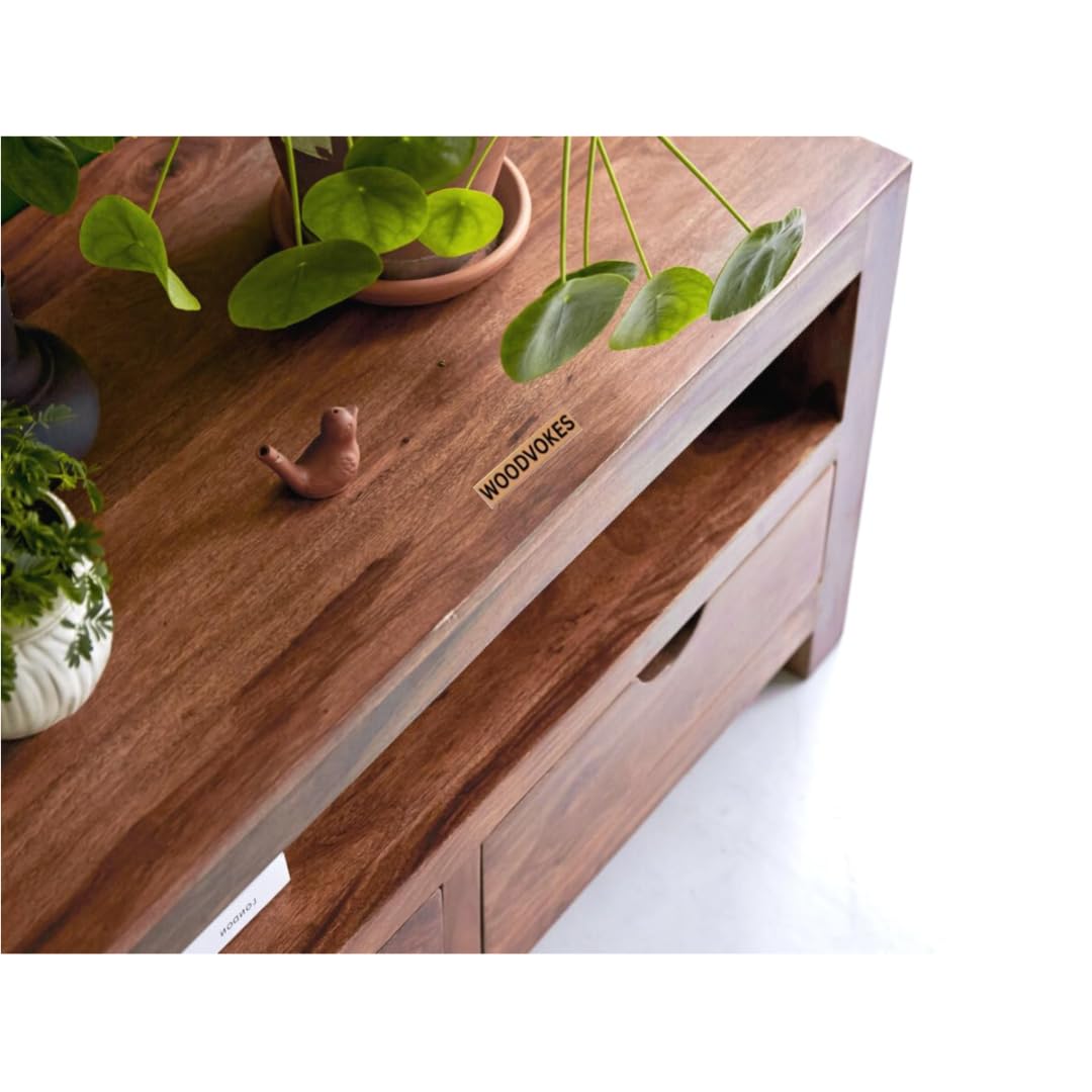 Sheesham Wood TV unit with 4 Storage Drawer