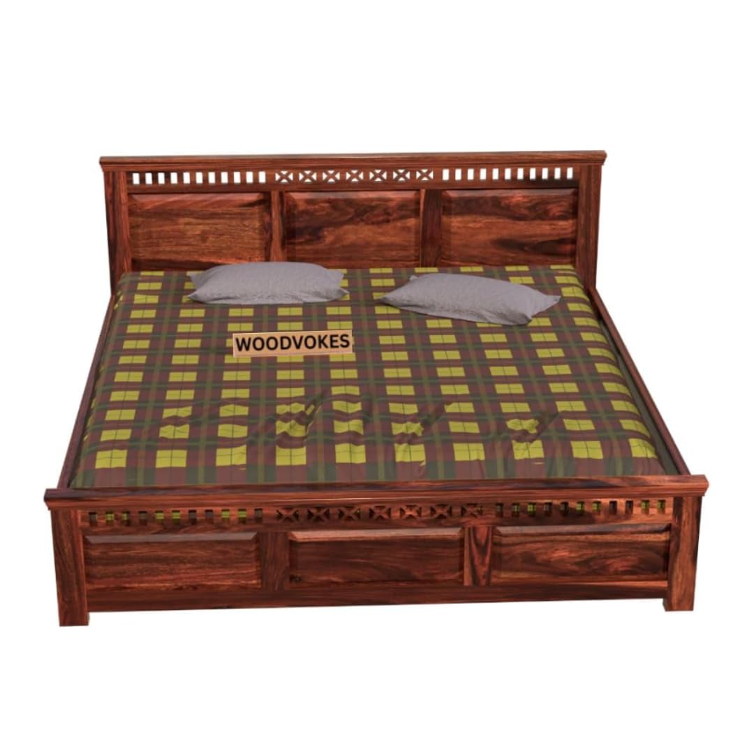 Solid Sheesham Wood King Size Bed Without Storage