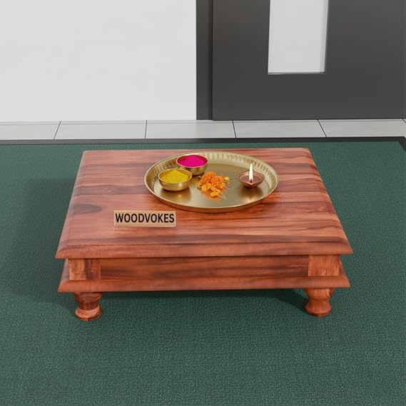 Sheesham Wood Pooja Chowki for Home Temple