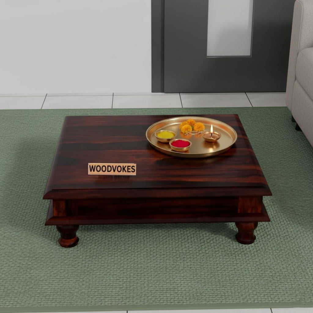 Sheesham Wood Pooja Chowki for Home Temple