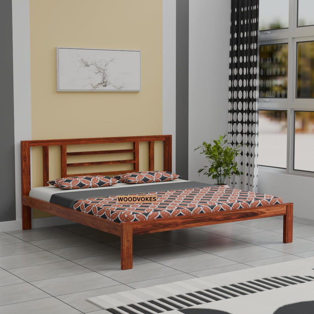 Solid Sheesham Wood king size Bed Without Storage