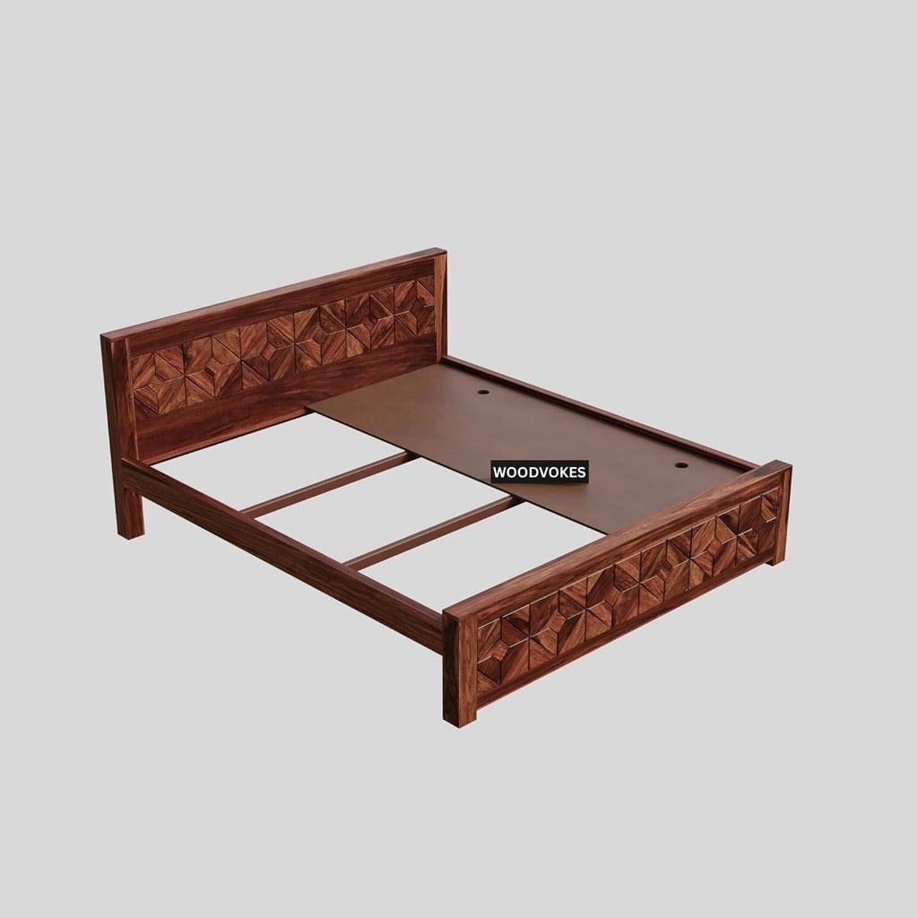 Sheesham Wood King Size Bed Without Storage