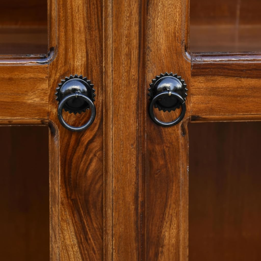Solid Wooden Book Shelf with Glass Door for Home,Library