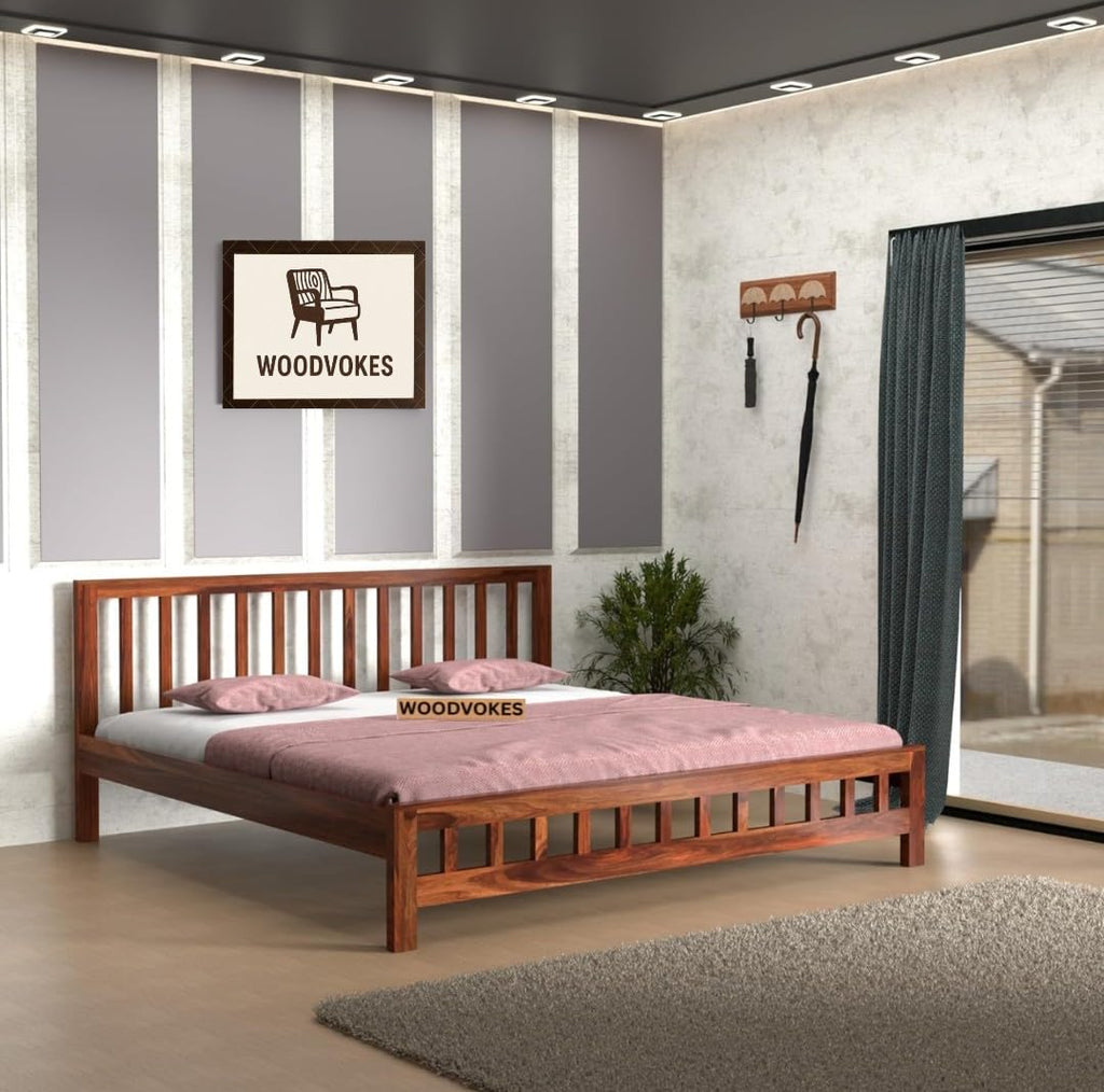 Solid Sheesham Wood king size Bed Without Storage