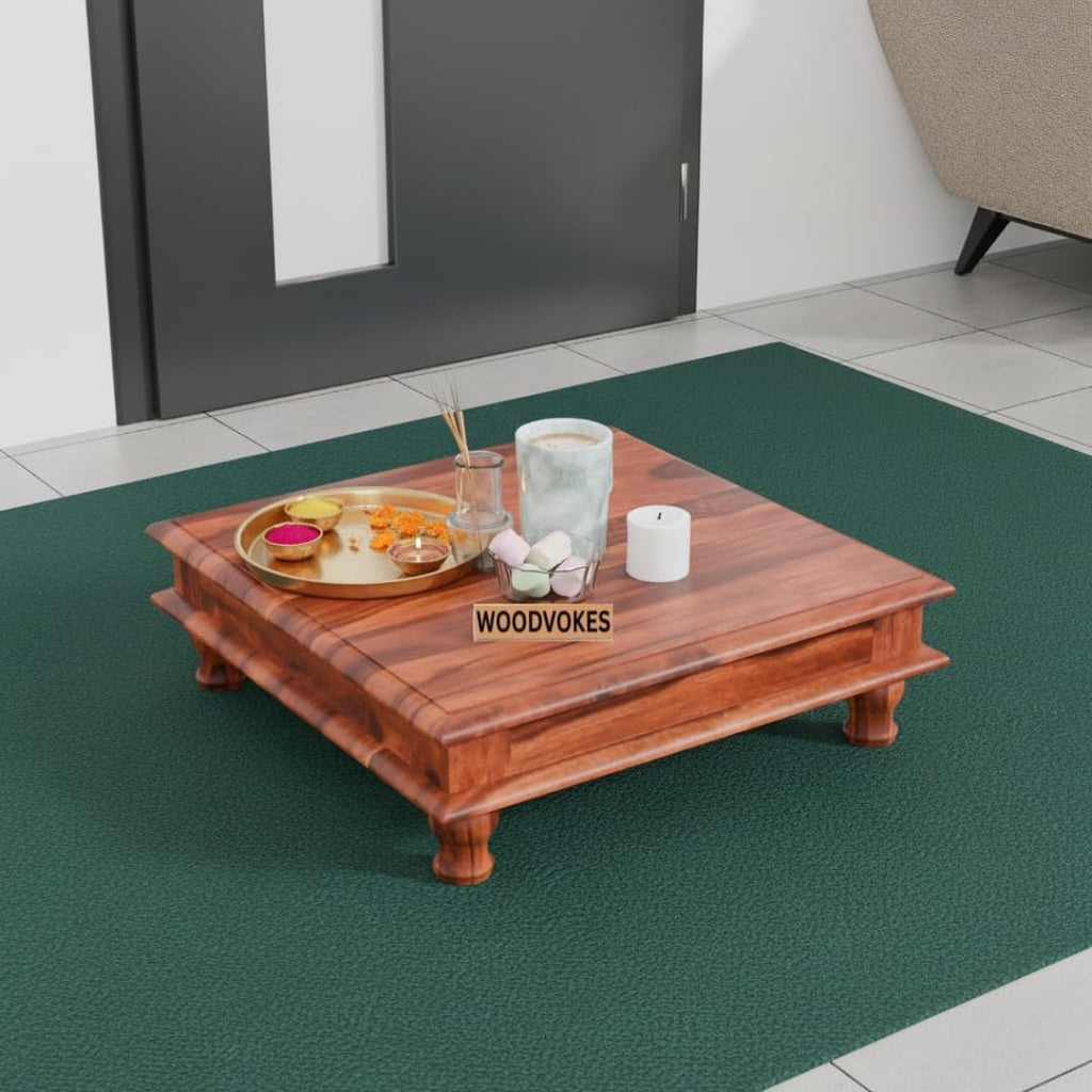 Sheesham Wood Pooja Chowki for Home Temple