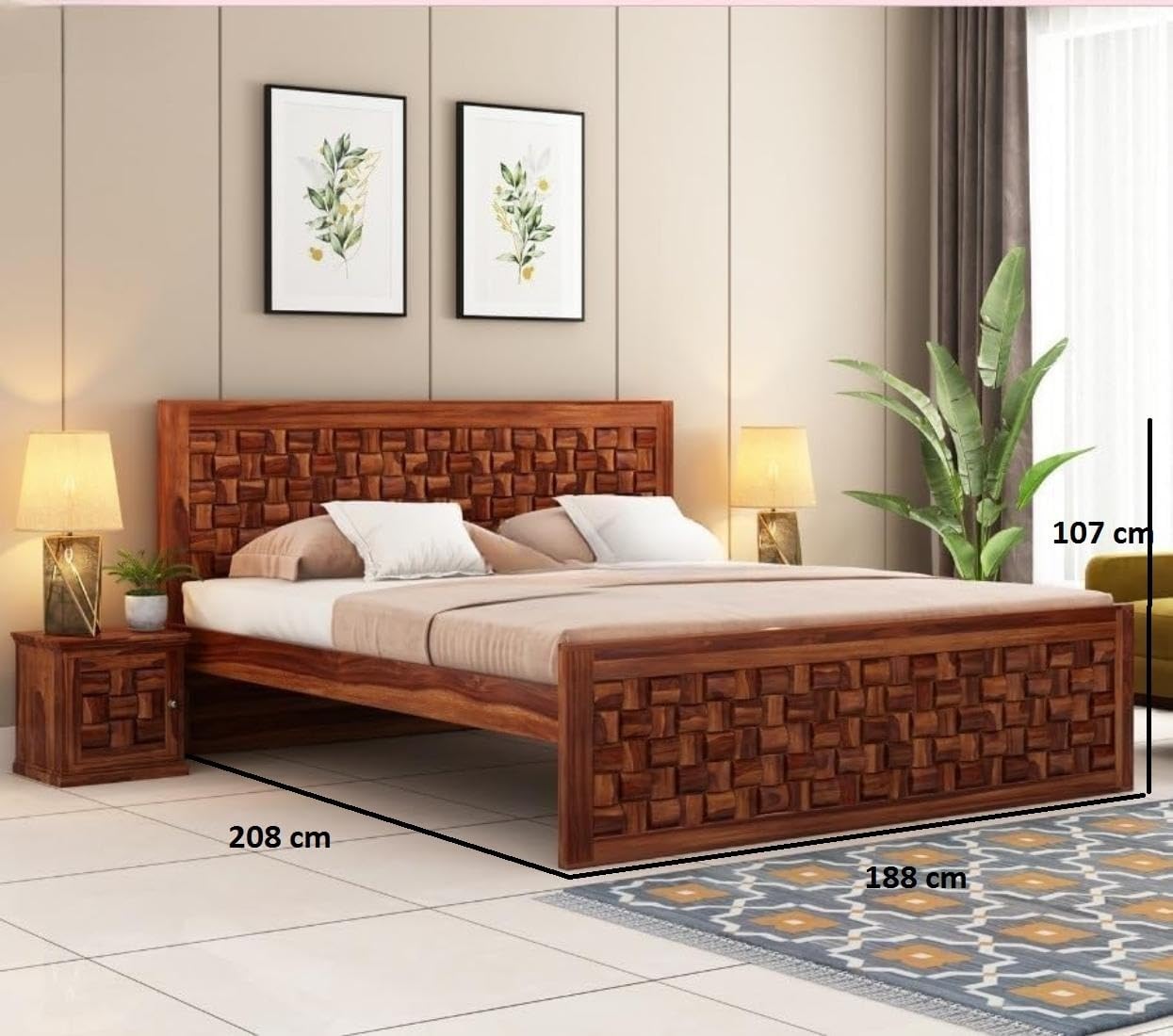 Sheesham Wood king size Bed Without Storage