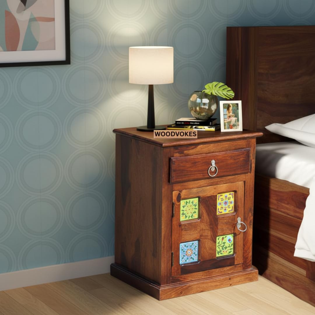 Solid Sheesham Wood Bedside Table