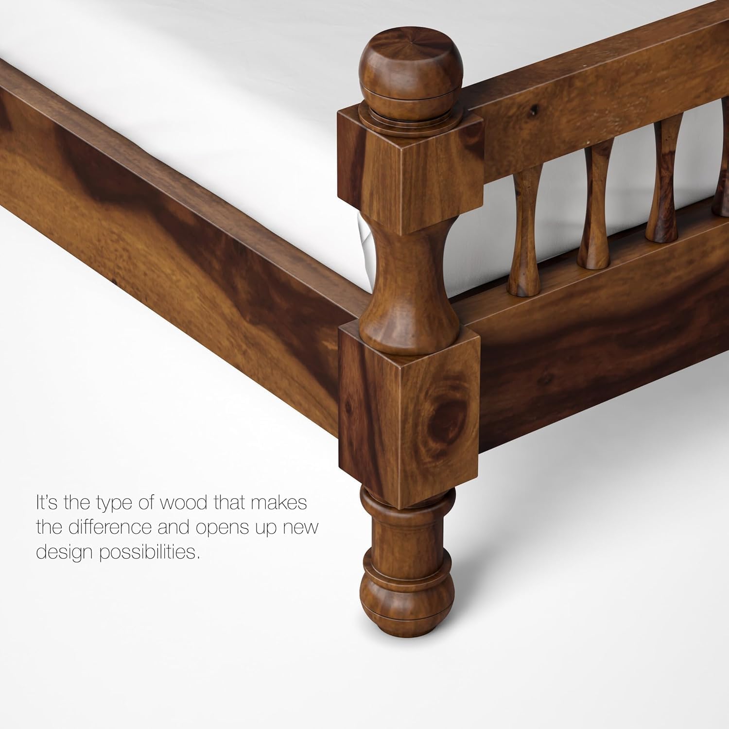 Solid Sheesham Wood Single Bed Without Storage, Diwan for Bedroom