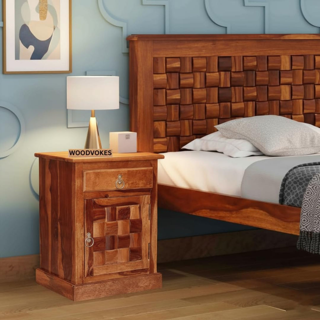Solid Sheesham Wood Bedside Table for bedroom