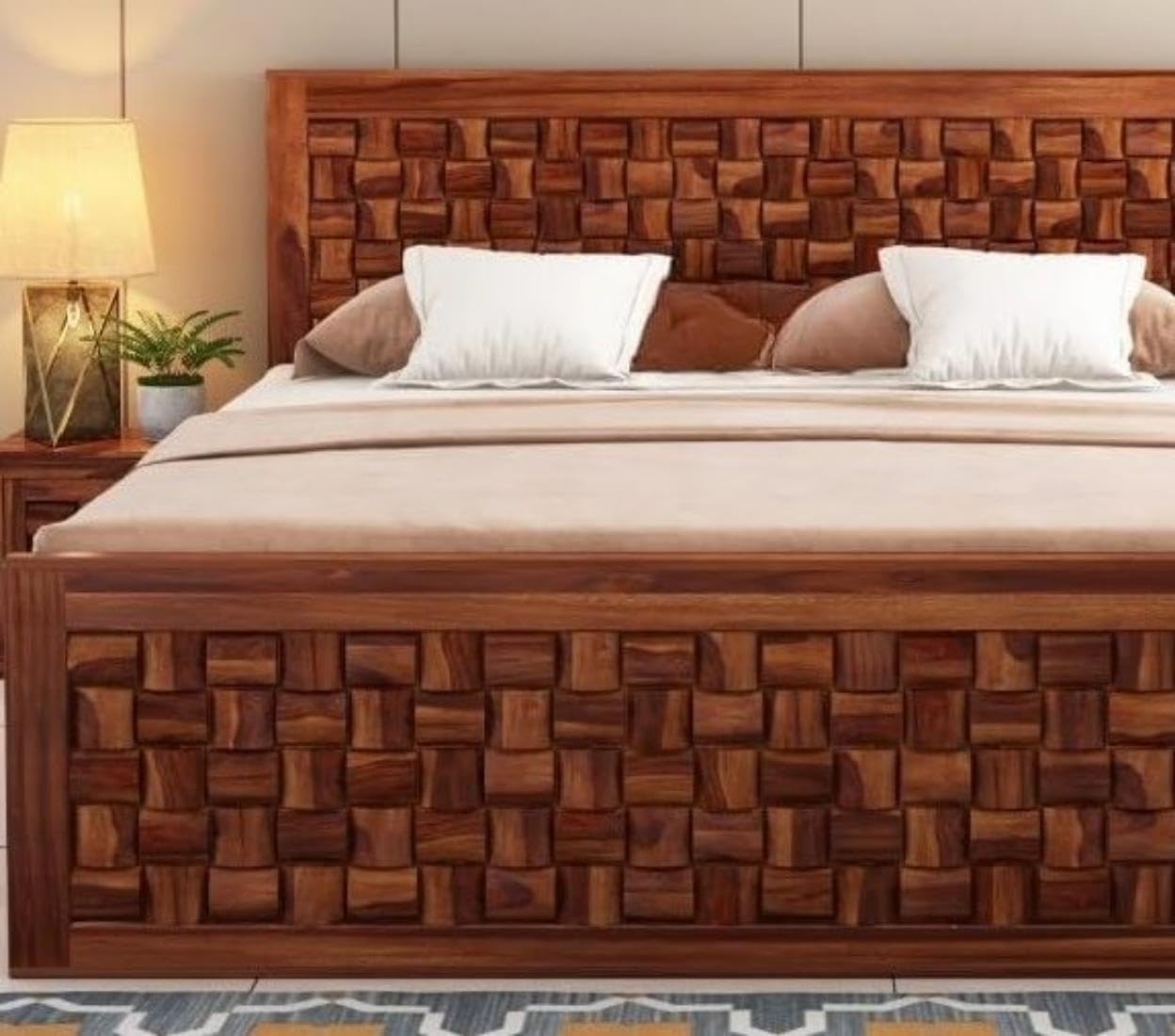 Solid Sheesham Wood queen size Bed Without Storage